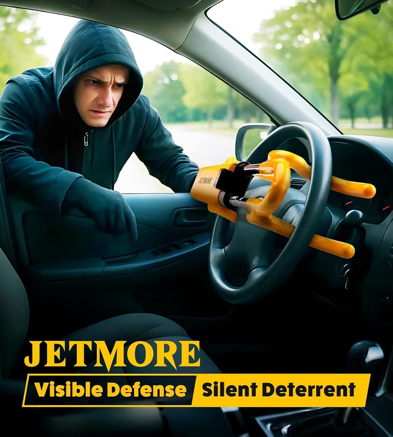 Jetmore Steering Wheel Lock, Anti Theft Car Device with Adjustable Design, Car Lock in Compatibility, Car Wheel Lock with Reinforced Steel, Car Anti Theft Device with Tamper-Proof Bolts - Image 2